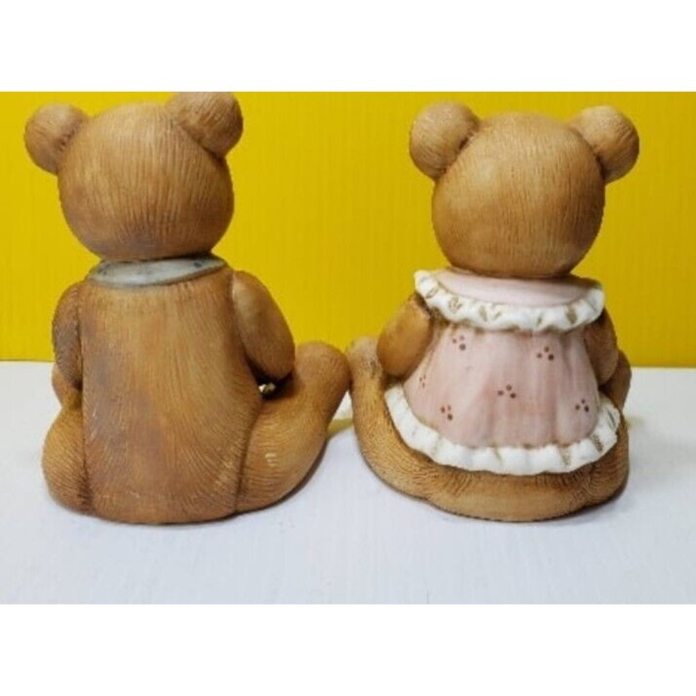 Homco  Harvest Bears #1405  set of 2 figurines Honey Apples 4" - Picture 2 of 7